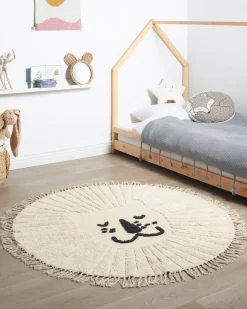 Clearance Beliani Tappeto per bambini BADHANI Beige ø 140 cm Cotone Beige Nero