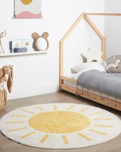 Beliani Tappeto per bambini BAIKER Beige ø 140 cm Cotone Beige Giallo