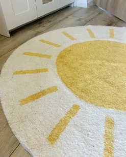 Beliani Tappeto per bambini BAIKER Beige ø 140 cm Cotone Beige Giallo