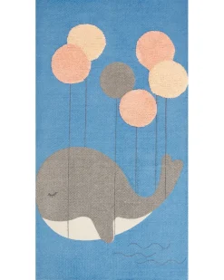 Hot Beliani Tappeto per bambini BALABANG Blu 80 x 150 cm Cotone Bianco Blu Grigio Rosa