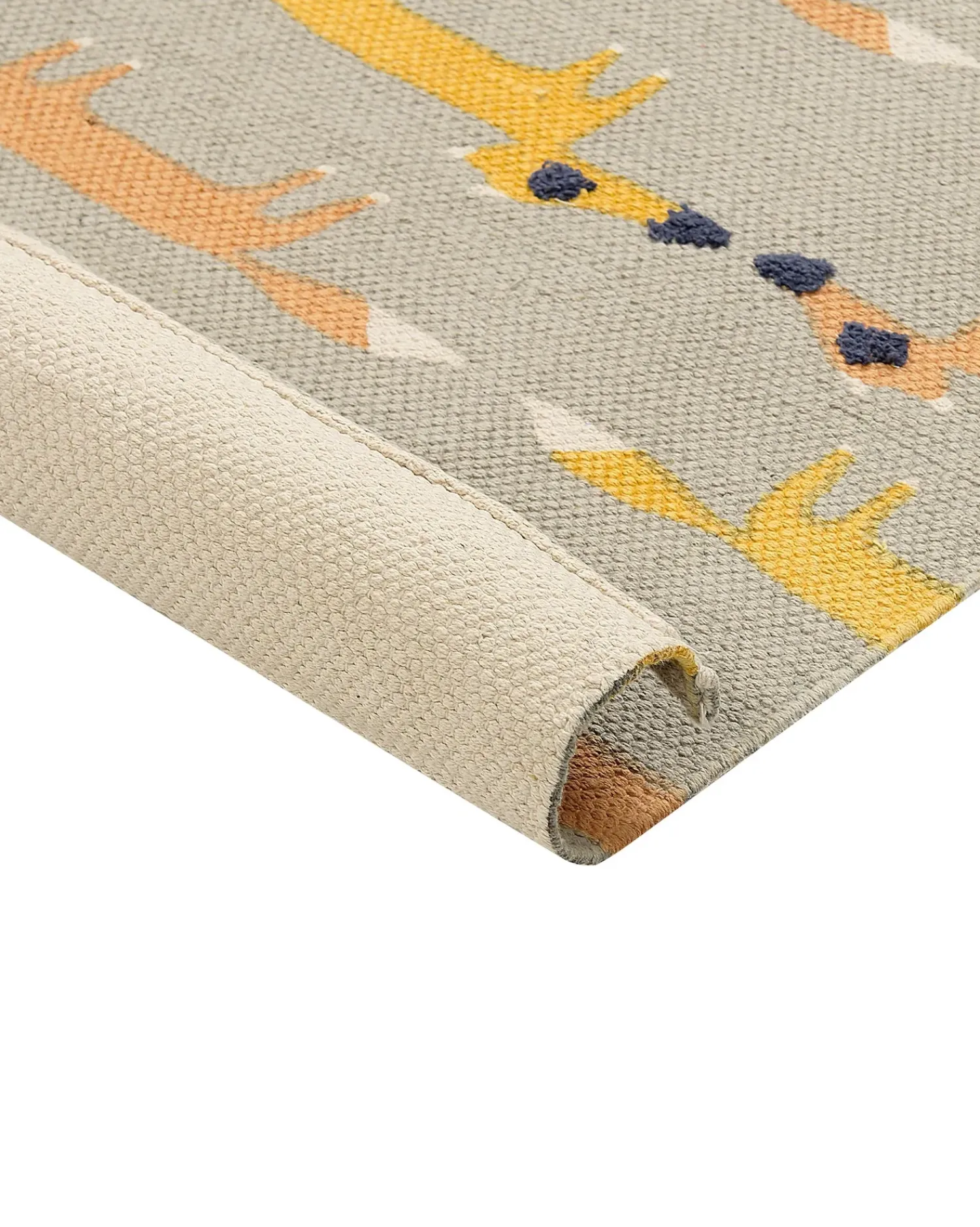 Beliani Tappeto per bambini BANKGO Grigio 80 x 150 cm Cotone Arancione Giallo Grigio