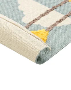 Discount Beliani Tappeto per bambini BARUS Multicolore 80 x 150 cm Cotone Bianco Blu Giallo Nero Multicolore