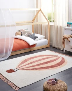 Beliani Tappeto per bambini BAZALETI Beige chiaro 140 x 200 cm Cotone Beige Multicolore
