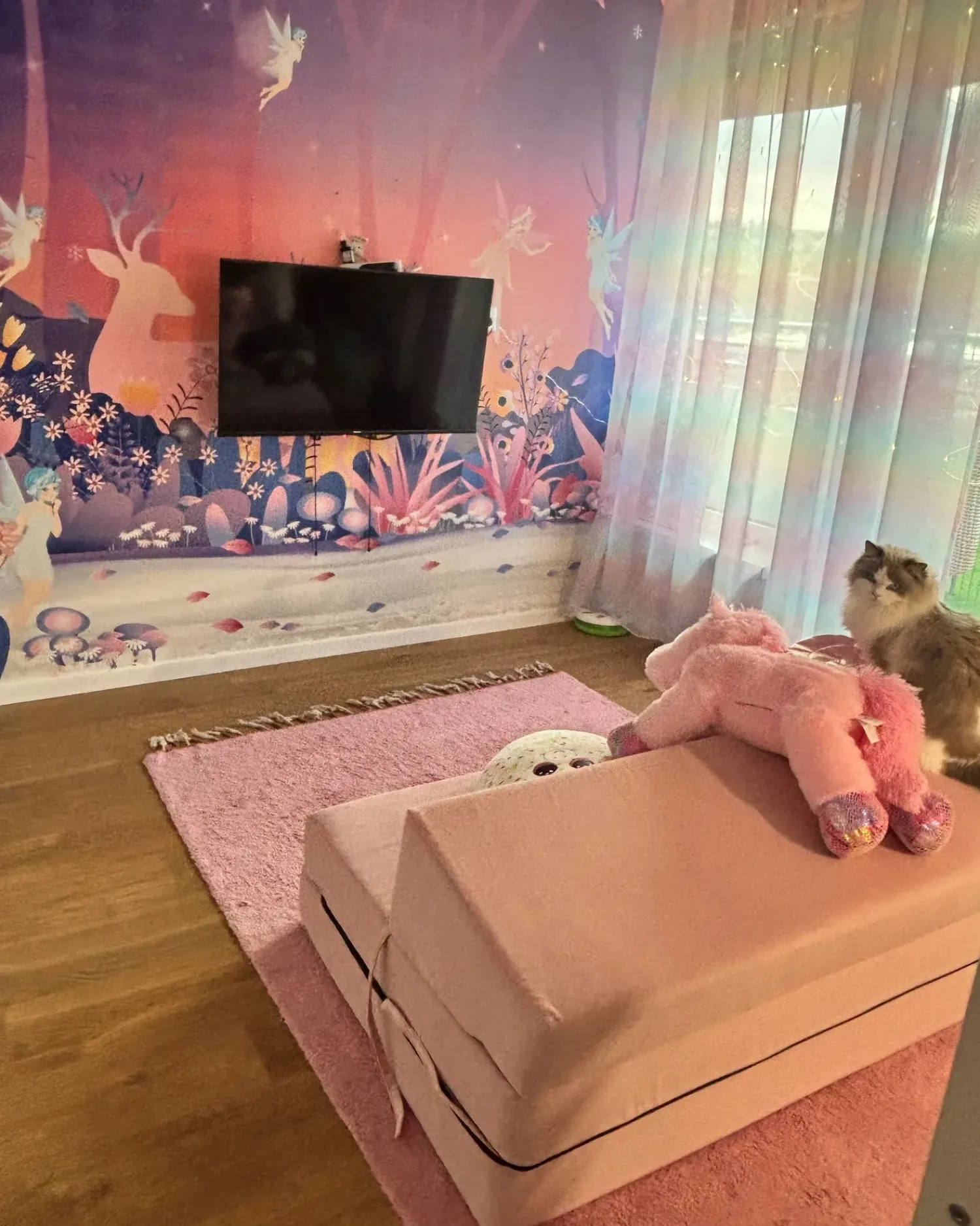 Beliani Tappeto per bambini CAPARLI 140 x 200 cm Cotone Rosa