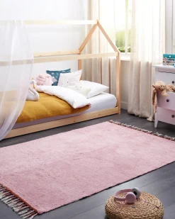 Beliani Tappeto per bambini CAPARLI 140 x 200 cm Cotone Rosa