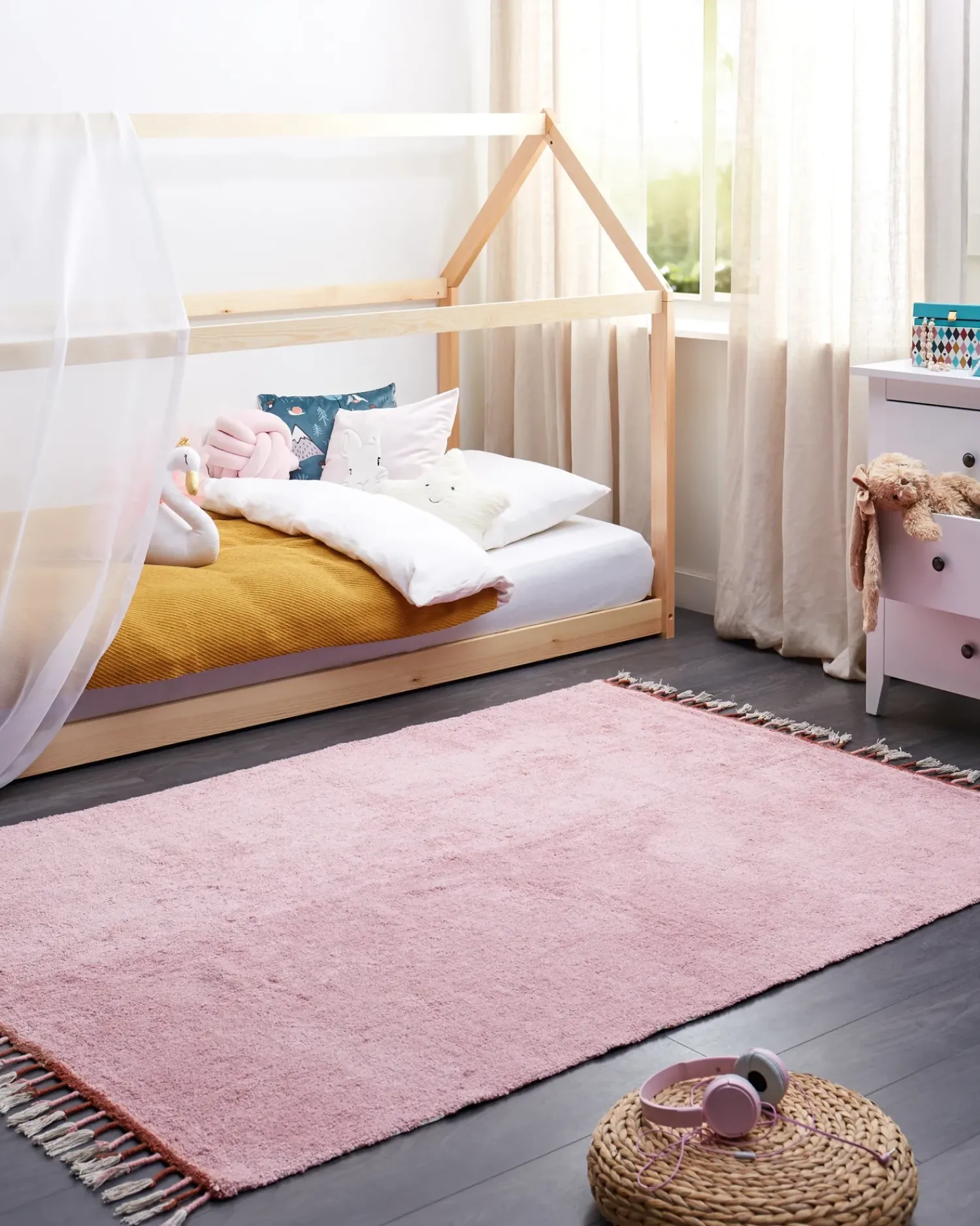 Beliani Tappeto per bambini CAPARLI 140 x 200 cm Cotone Rosa