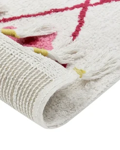Beliani Tappeto per bambini CAVUS Bianco Cotone Bianco Giallo Rosa