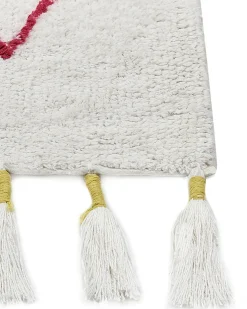 Beliani Tappeto per bambini CAVUS Bianco Cotone Bianco Giallo Rosa