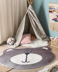 New Beliani Tappeto per bambini COLARGOL Marrone ø 120 cm Beige Marrone Nero