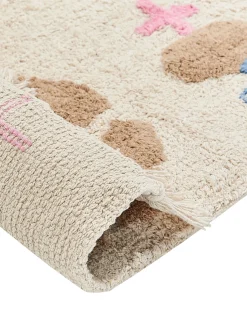 Outlet Beliani Tappeto per bambini DARAN Multicolore 80 x 150 cm Cotone Beige Arancione Blu Rosa Multicolore