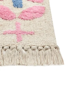 Outlet Beliani Tappeto per bambini DARAN Multicolore 80 x 150 cm Cotone Beige Arancione Blu Rosa Multicolore