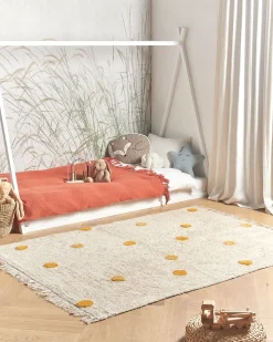 Hot Beliani Tappeto per bambini DARDERE Giallo 140 x 200 cm Cotone Beige Giallo