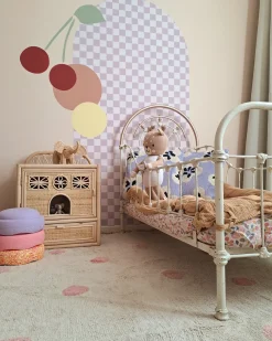Outlet Beliani Tappeto per bambini DARDERE Rosa 140 x 200 cm Cotone Beige Rosa
