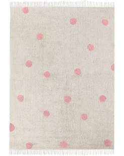 Outlet Beliani Tappeto per bambini DARDERE Rosa 140 x 200 cm Cotone Beige Rosa