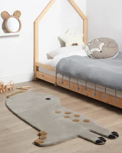 Online Beliani Tappeto per bambini DINO 100 x 160 cm Lana Grigio