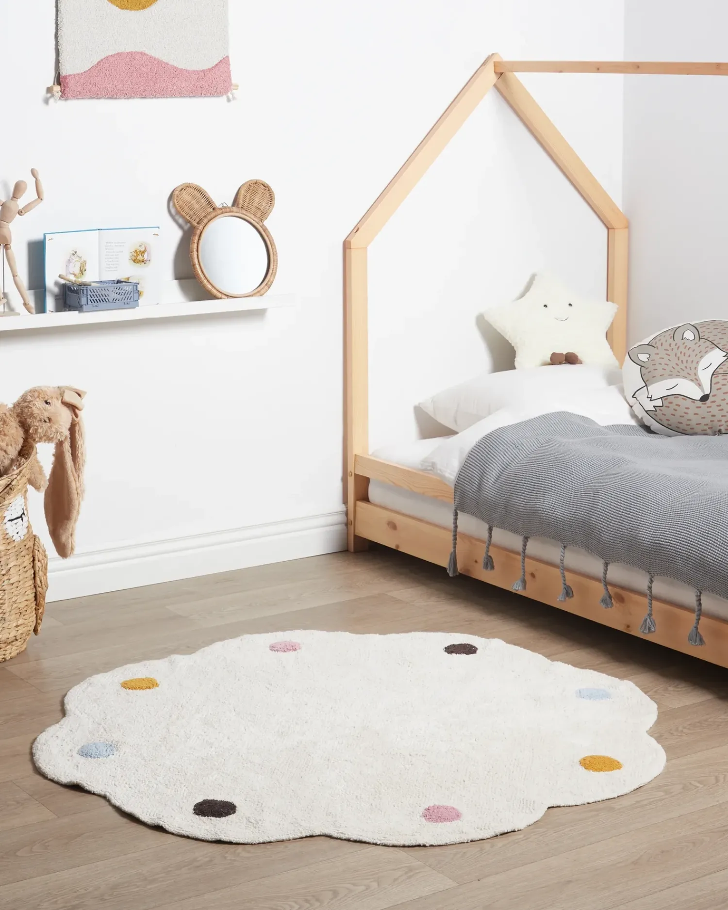 Beliani Tappeto per bambini DUREVI Beige chiaro ø 120 cm Cotone Beige Multicolore