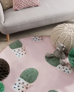 Best Beliani Tappeto per bambini ELDIVAN Rosa ø 120 cm Rosa Verde