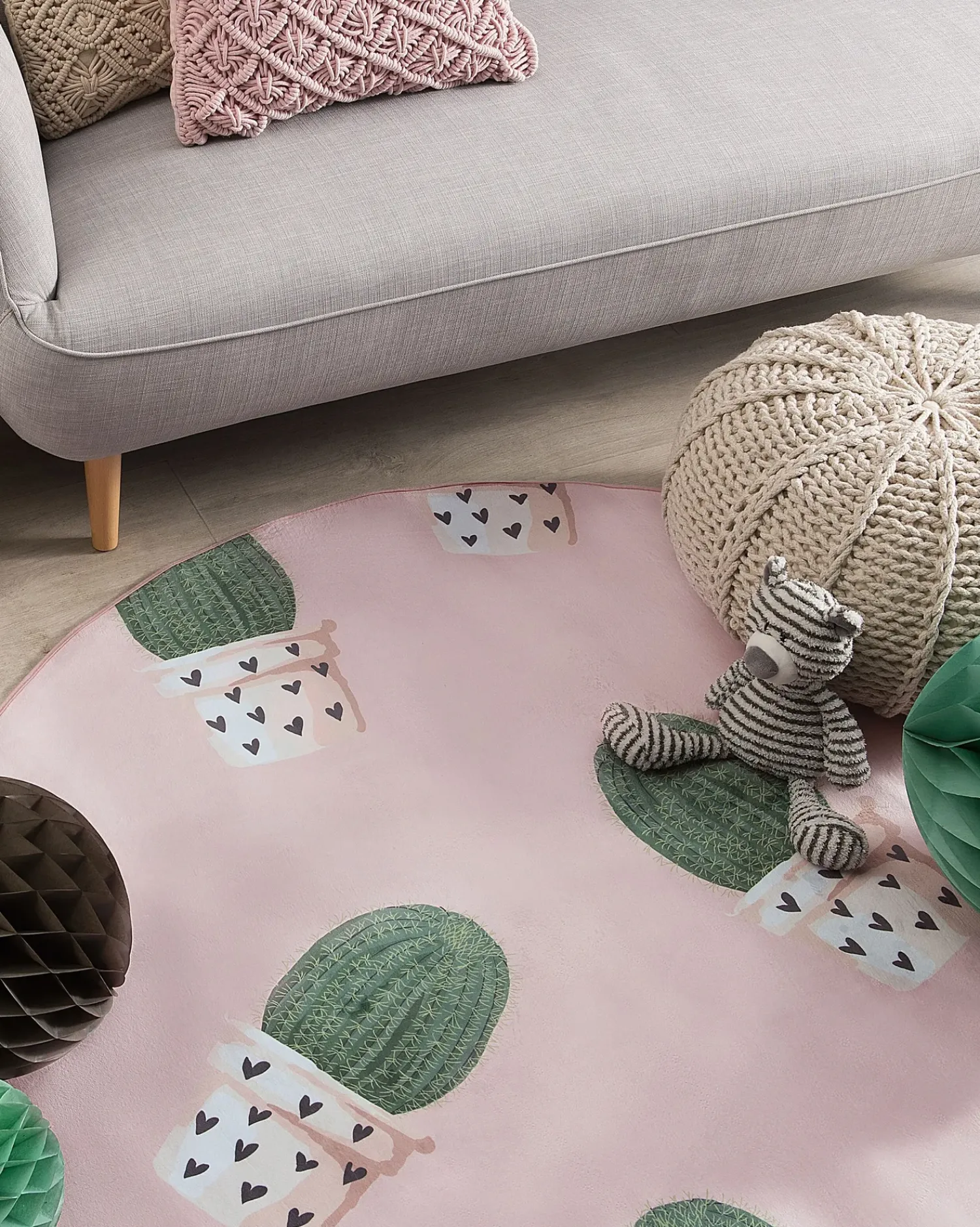 Best Beliani Tappeto per bambini ELDIVAN Rosa ø 120 cm Rosa Verde