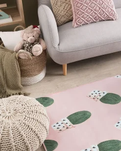 Discount Beliani Tappeto per bambini ELDIVAN Rosa 80 x 150 cm Rosa Verde