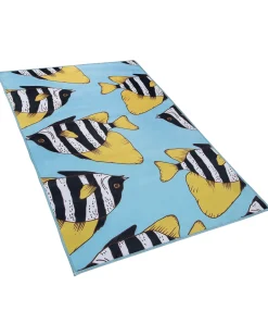 Online Beliani Tappeto per bambini FIZME Blu 80 x 140 cm Bianco Giallo Blu Nero