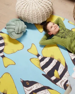 Online Beliani Tappeto per bambini FIZME Blu 80 x 140 cm Bianco Giallo Blu Nero
