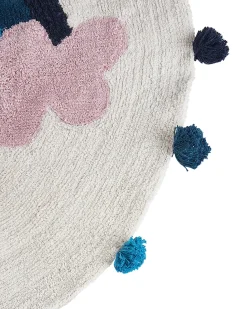 Beliani Tappeto per bambini GORISA Multicolore ø 120 cm Cotone Beige Blu Multicolore Rosa