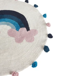 Beliani Tappeto per bambini GORISA Multicolore ø 120 cm Cotone Beige Blu Multicolore Rosa