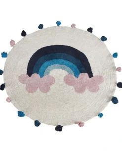 Beliani Tappeto per bambini GORISA Multicolore ø 120 cm Cotone Beige Blu Multicolore Rosa