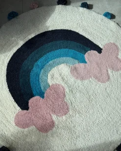 Beliani Tappeto per bambini GORISA Multicolore ø 120 cm Cotone Beige Blu Multicolore Rosa