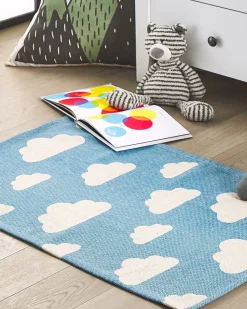 Online Beliani Tappeto per bambini GWALIJAR Blu 60 x 90 cm Cotone Bianco Blu