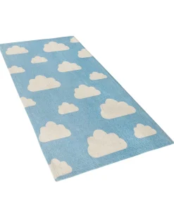Online Beliani Tappeto per bambini GWALIJAR Blu 60 x 90 cm Cotone Bianco Blu
