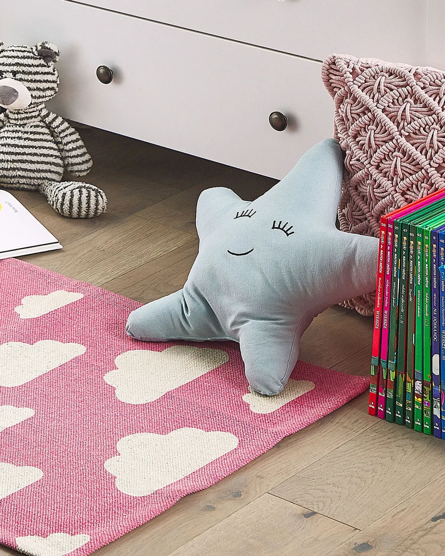 New Beliani Tappeto per bambini GWALIJAR Rosa 60 x 90 cm Cotone Bianco Rosa