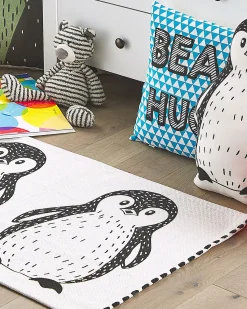 Hot Beliani Tappeto per bambini HAJDARABAD Bianco 60 x 90 cm Cotone Bianco Nero