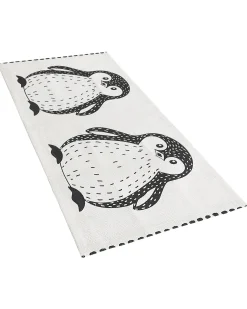 Hot Beliani Tappeto per bambini HAJDARABAD Bianco 60 x 90 cm Cotone Bianco Nero