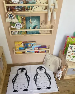 Hot Beliani Tappeto per bambini HAJDARABAD Bianco 60 x 90 cm Cotone Bianco Nero