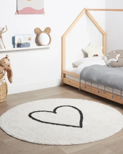 Clearance Beliani Tappeto per bambini HEART Beige ø 140 cm Cotone Beige Nero