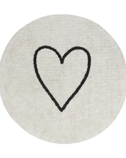 Clearance Beliani Tappeto per bambini HEART Beige ø 140 cm Cotone Beige Nero