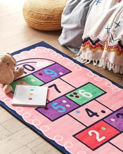 Beliani Tappeto per bambini HONAZ Rosa 80 x 150 cm Multicolore Rosa