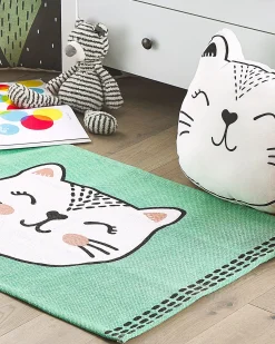 Hot Beliani Tappeto per bambini HOWRAH Verde chiaro 60 x 90 cm Cotone Bianco Verde Nero Rosa