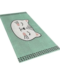 Hot Beliani Tappeto per bambini HOWRAH Verde chiaro 60 x 90 cm Cotone Bianco Verde Nero Rosa