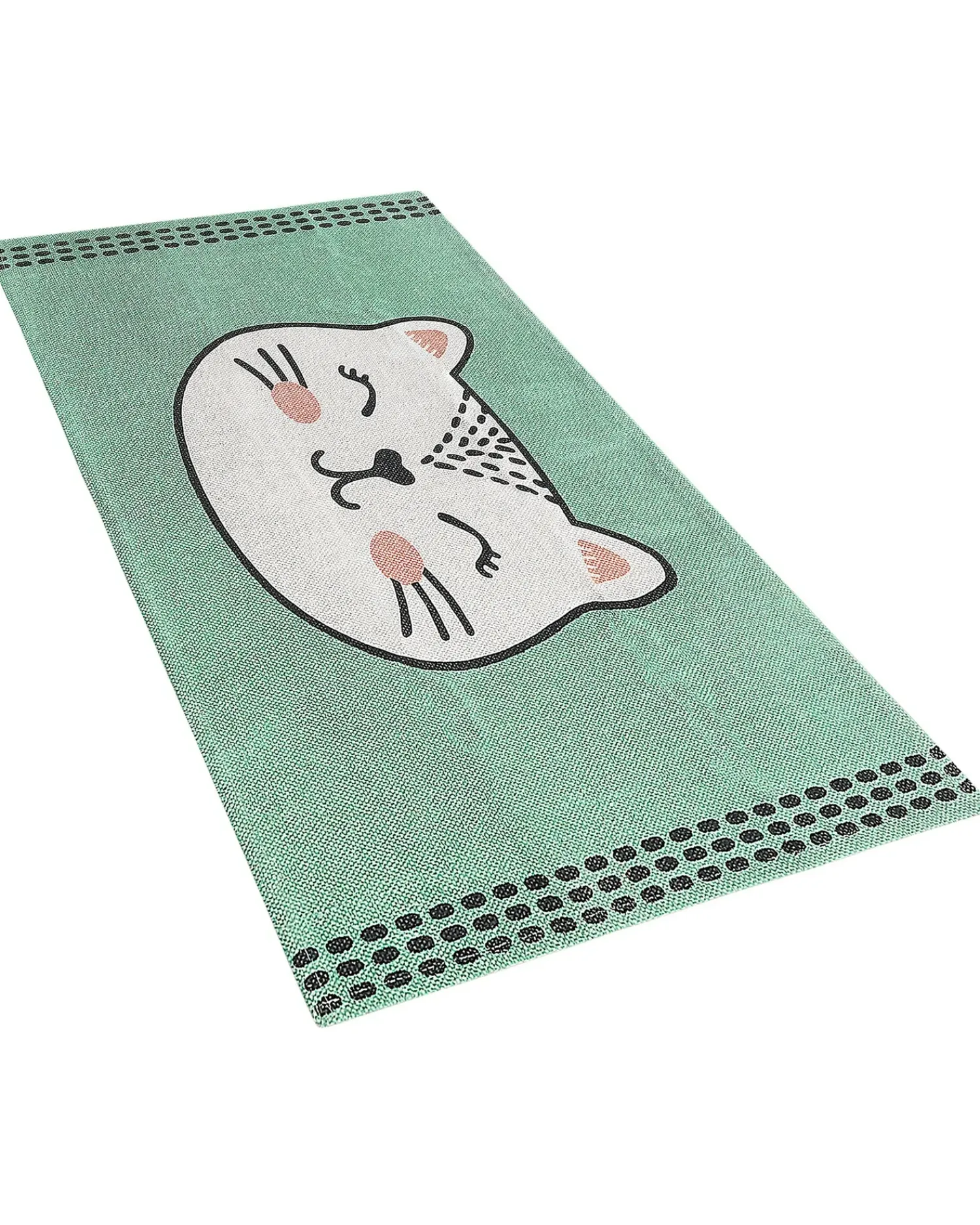 Hot Beliani Tappeto per bambini HOWRAH Verde chiaro 60 x 90 cm Cotone Bianco Verde Nero Rosa