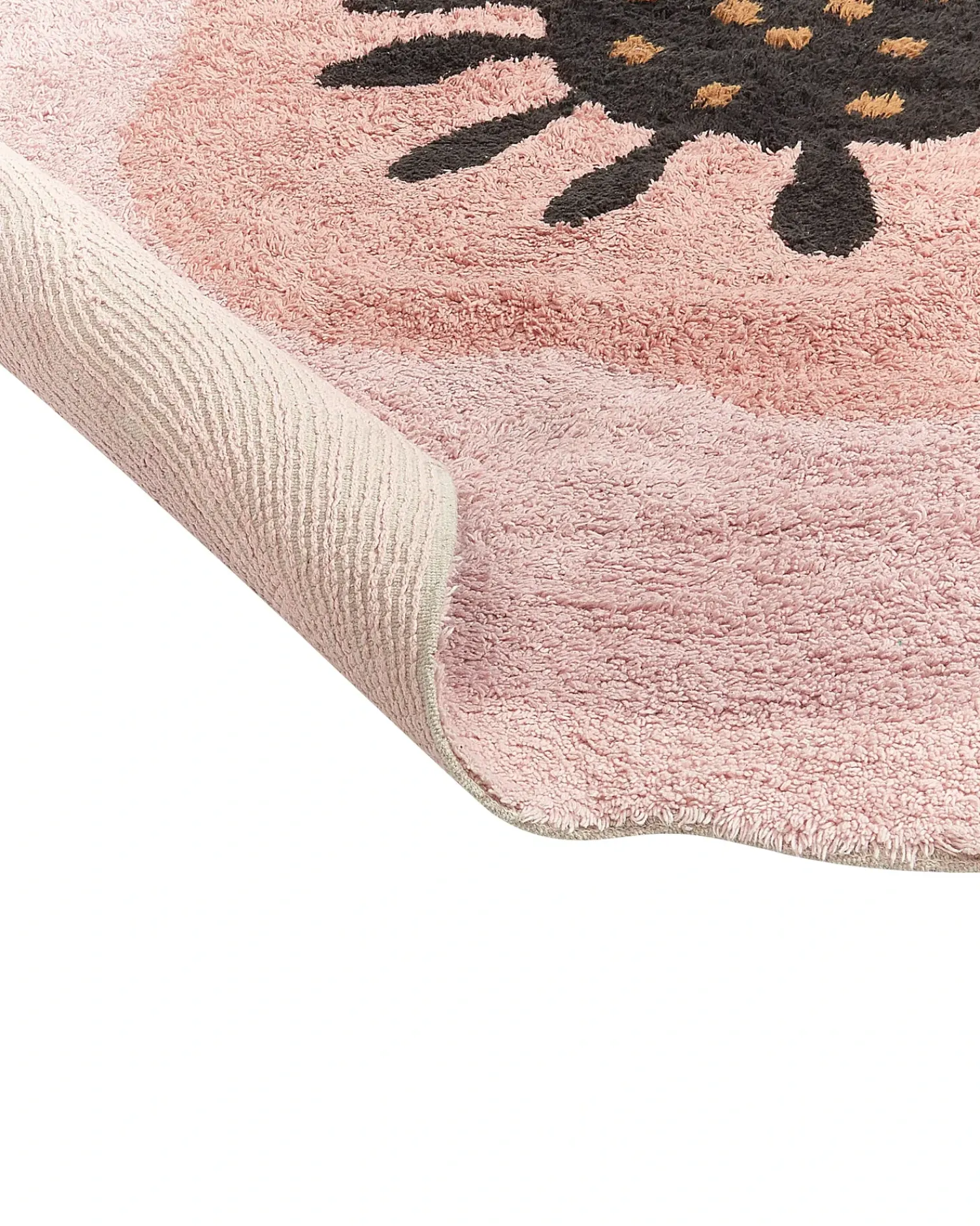 Outlet Beliani Tappeto per bambini KHARAT Rosa pastello ø 140 cm Cotone Rosa Nero