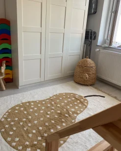 Beliani Tappeto per bambini KHIDARI Bianco sporco Senape 140 x 200 cm Cotone Bianco Multicolore