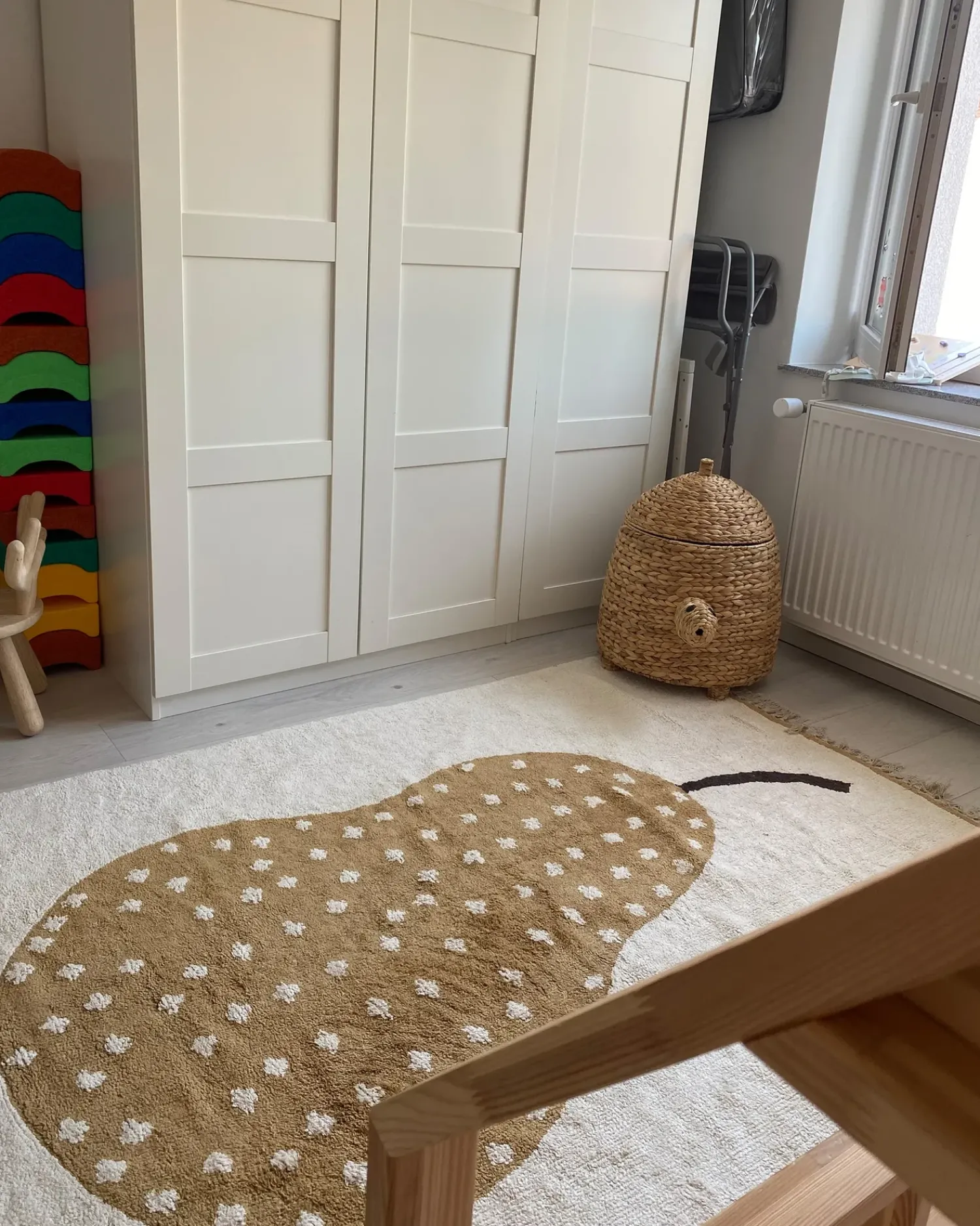 Beliani Tappeto per bambini KHIDARI Bianco sporco Senape 140 x 200 cm Cotone Bianco Multicolore