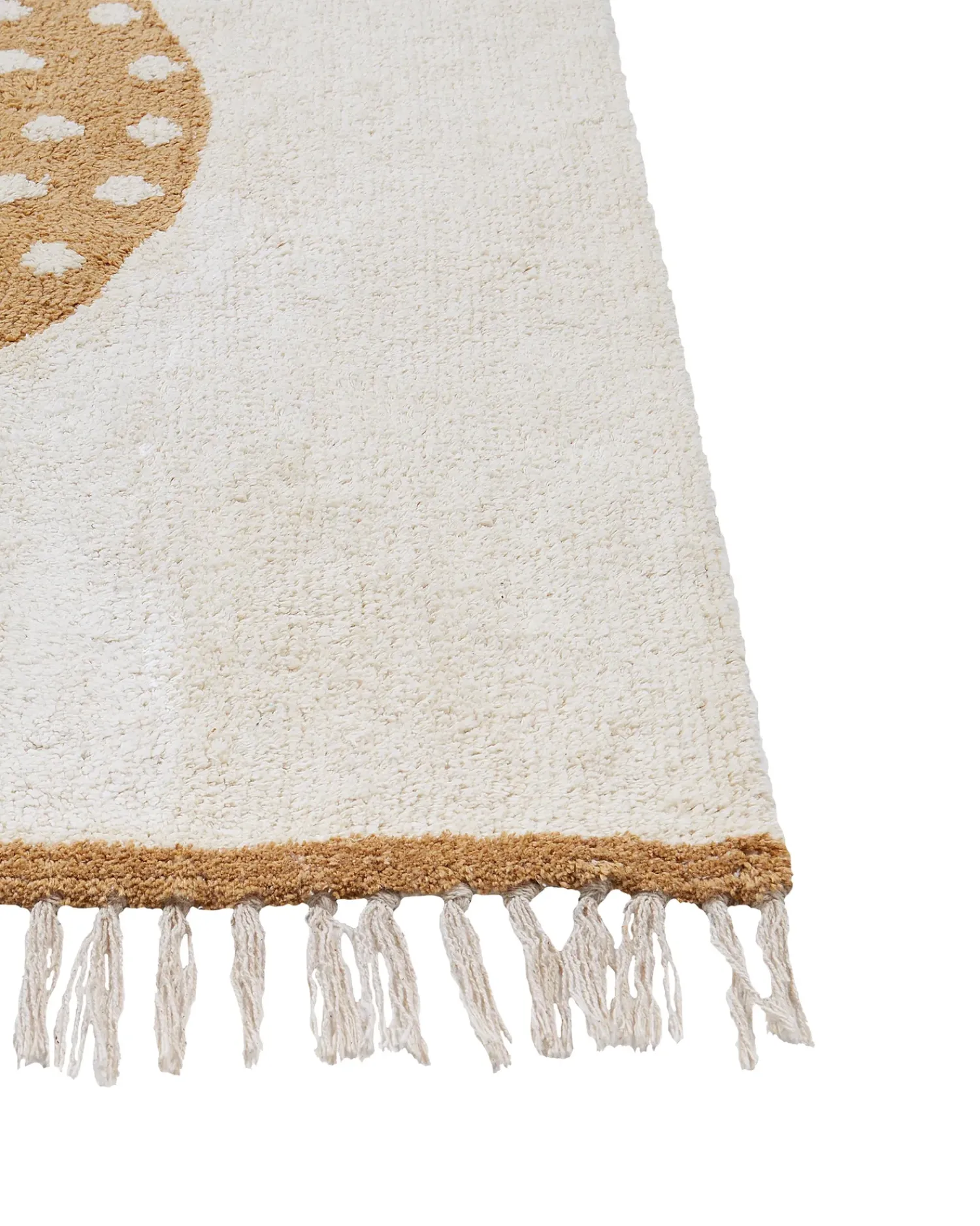 Beliani Tappeto per bambini KHIDARI Bianco sporco Senape 140 x 200 cm Cotone Bianco Multicolore