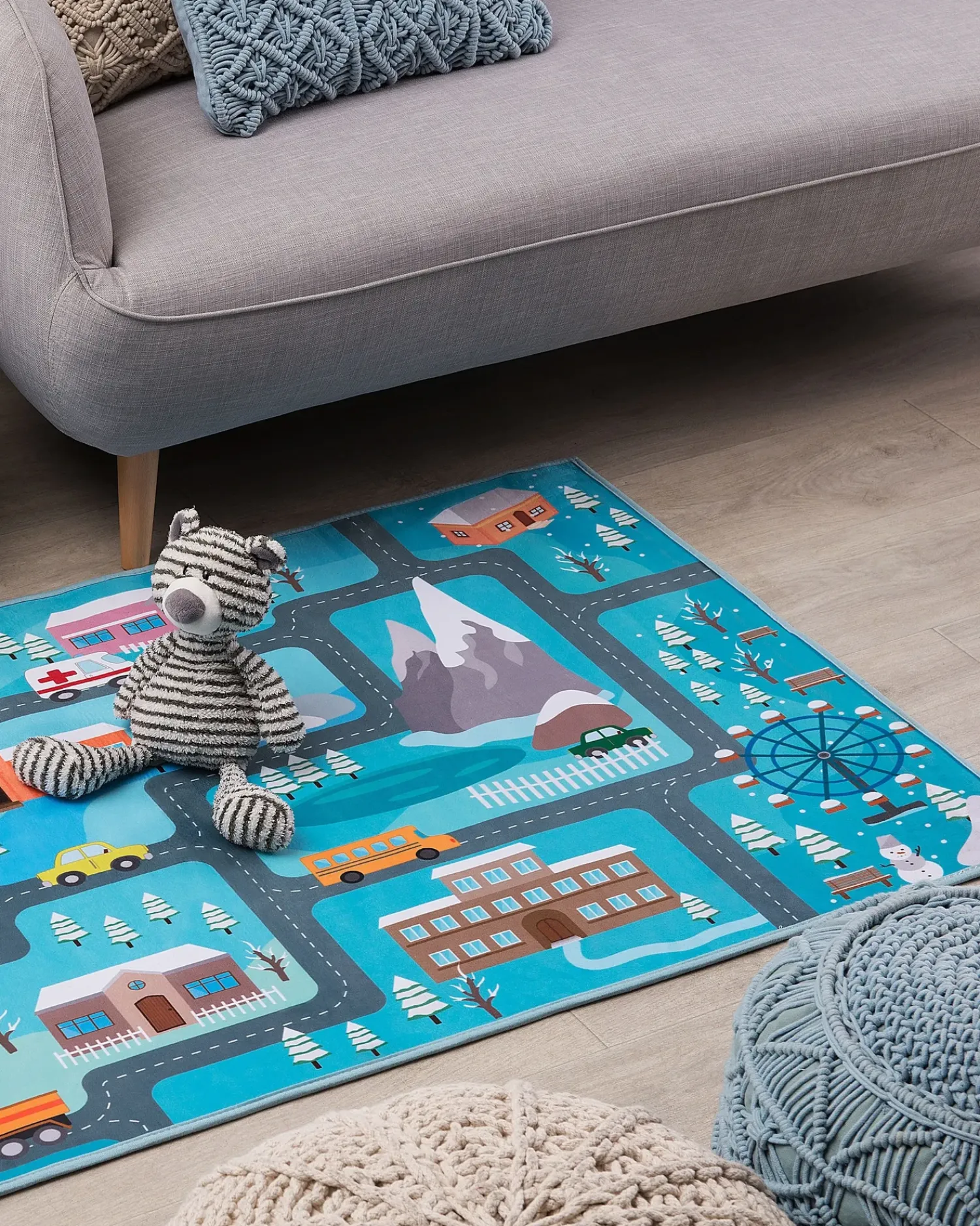 Clearance Beliani Tappeto per bambini KIGI Blu 80 x 150 cm Blu Multicolore