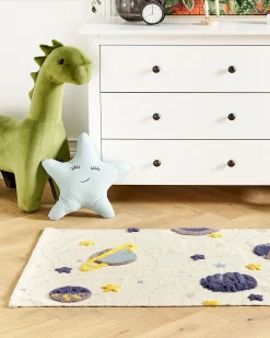 Hot Beliani Tappeto per bambini LANGSA Beige 80 x 150 cm Cotone Beige Blu Giallo Grigio Multicolore