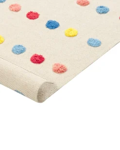 Outlet Beliani Tappeto per bambini LELES Beige 80 x 150 cm Cotone Beige Blu Giallo Rosa Multicolore