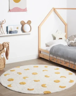 Discount Beliani Tappeto per bambini LOTI Beige ø 140 cm Cotone Beige Giallo