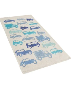 Hot Beliani Tappeto per bambini MADURAJ Blu 60 x 90 cm Cotone Beige Blu